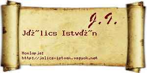 Jálics István névjegykártya